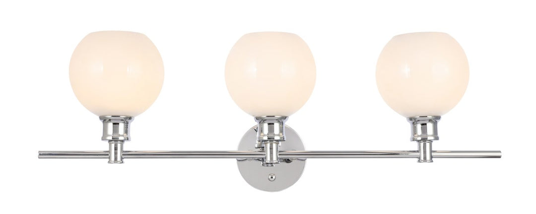 3 Light Chrome And Frosted White Glass Wall Sconce by Living District