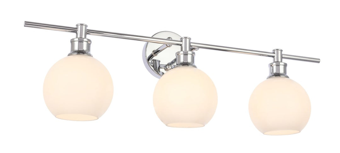 3 Light Chrome And Frosted White Glass Wall Sconce
