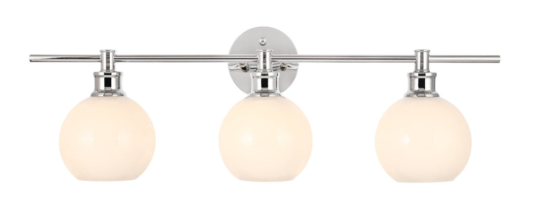 3 Light Chrome And Frosted White Glass Wall Sconce