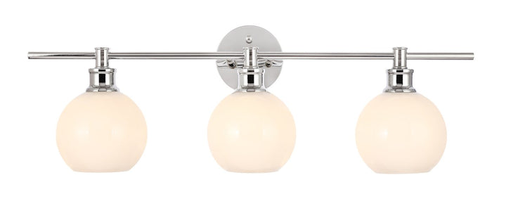 3 Light Chrome And Frosted White Glass Wall Sconce