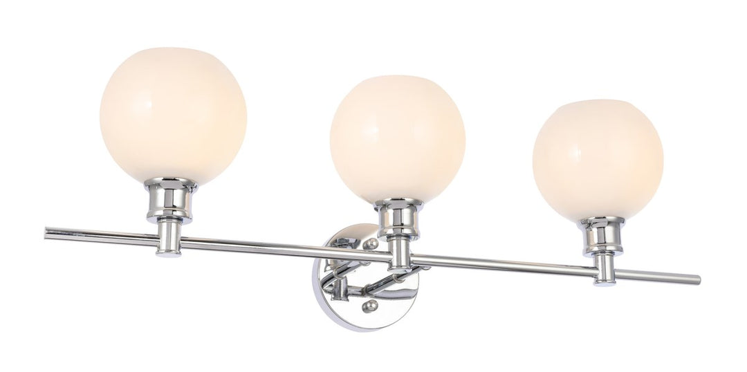 3 Light Chrome And Frosted White Glass Wall Sconce