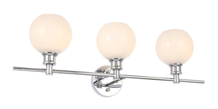 3 Light Chrome And Frosted White Glass Wall Sconce