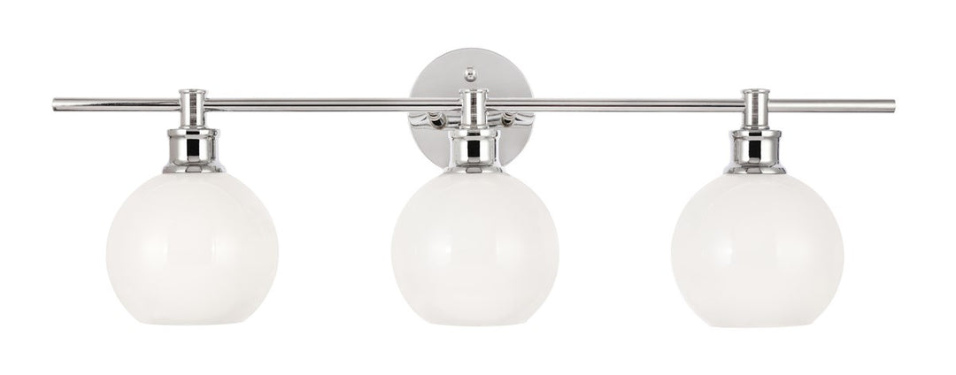 3 Light Chrome And Frosted White Glass Wall Sconce