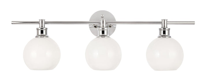 3 Light Chrome And Frosted White Glass Wall Sconce