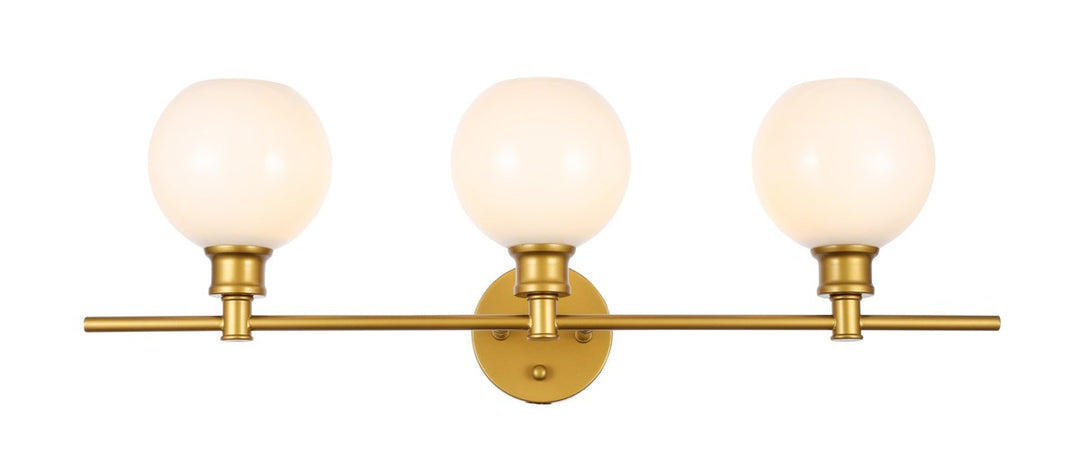 3 Light Brass And Frosted White Glass Wall Sconce by Living District