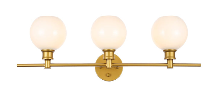 3 Light Brass And Frosted White Glass Wall Sconce by Living District