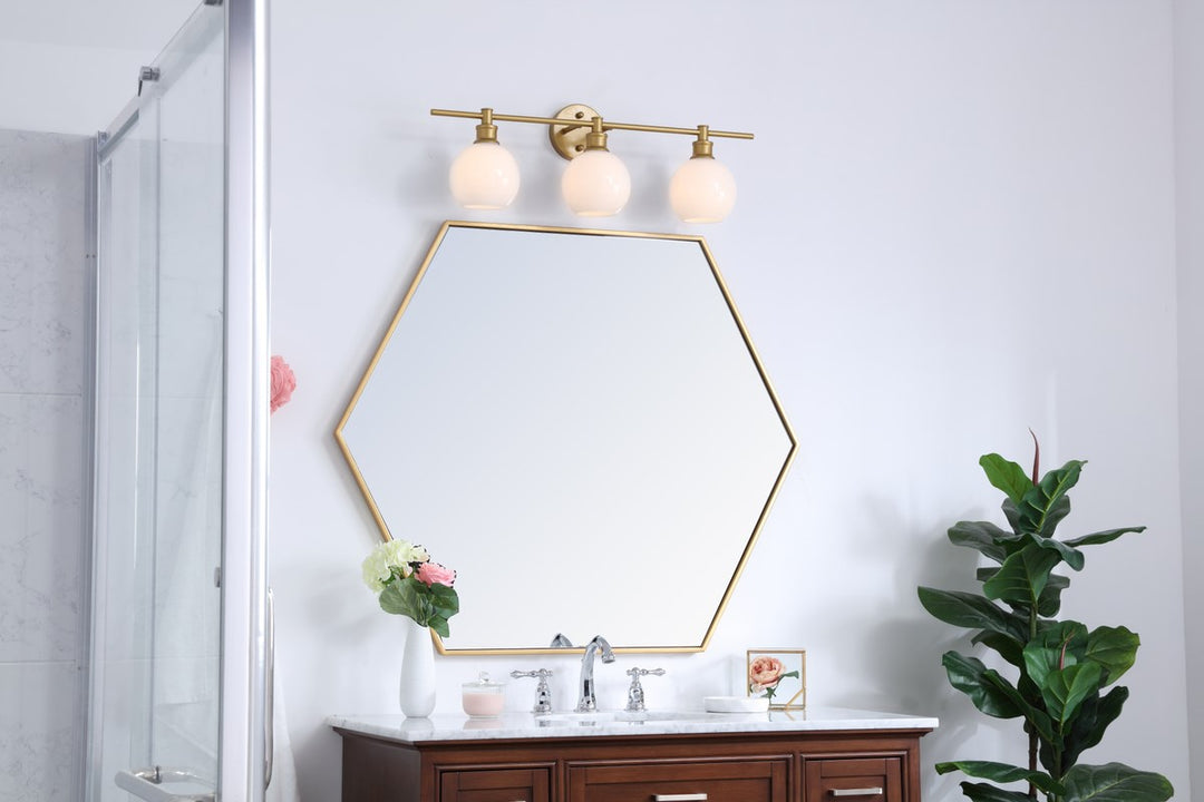 3 Light Brass And Frosted White Glass Wall Sconce