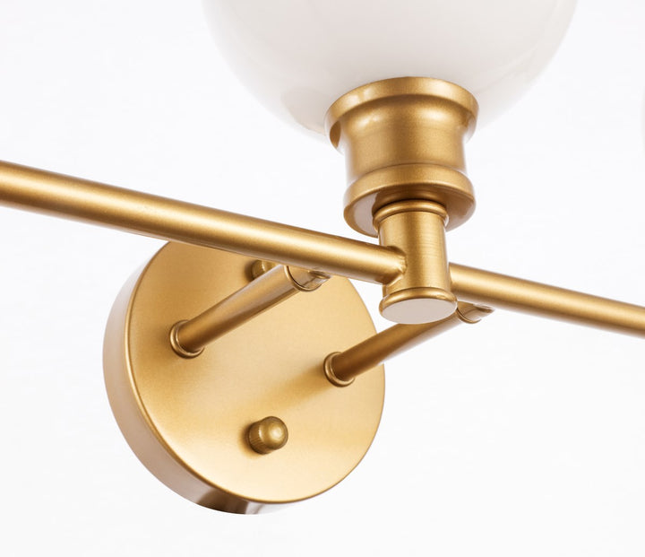 3 Light Brass And Frosted White Glass Wall Sconce