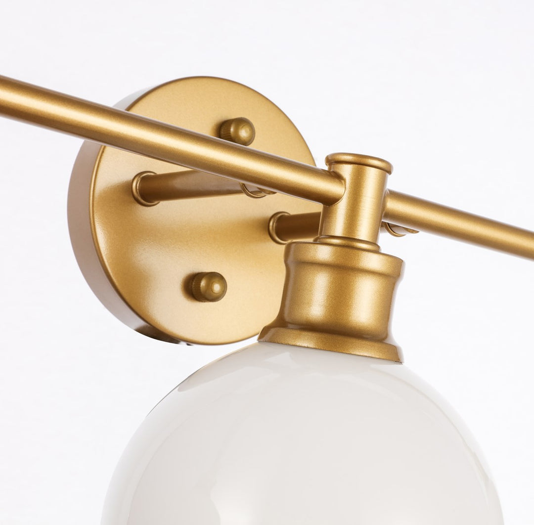 3 Light Brass And Frosted White Glass Wall Sconce