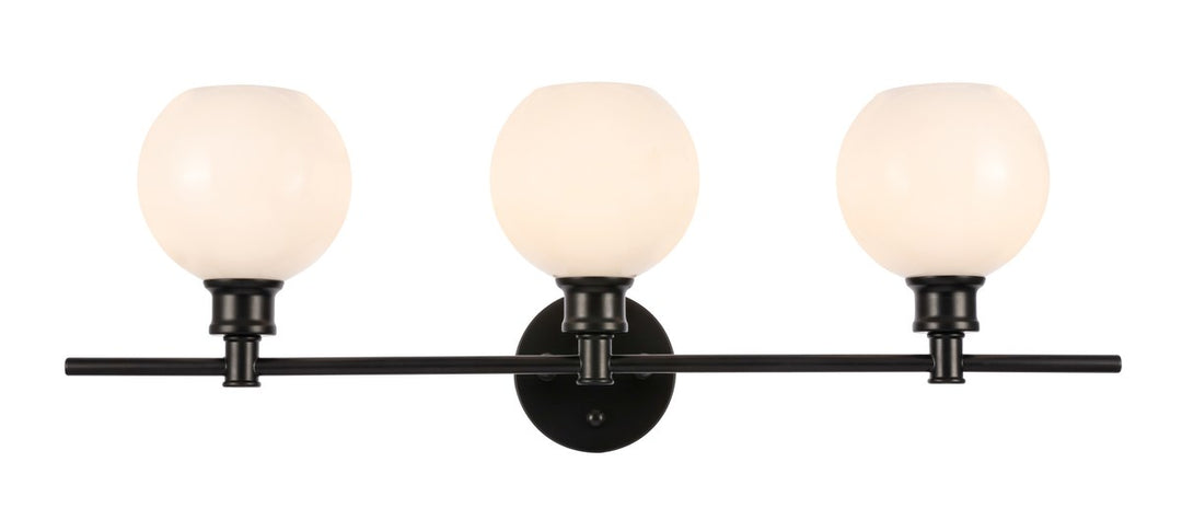 3 Light Black And Frosted White Glass Wall Sconce by Living District