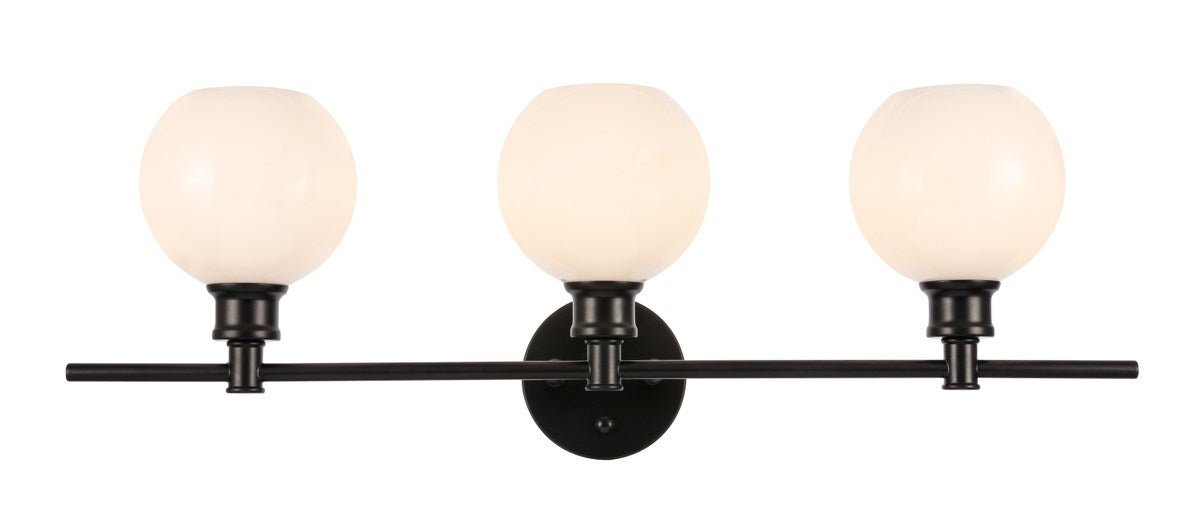 3 Light Black And Frosted White Glass Wall Sconce by Living District
