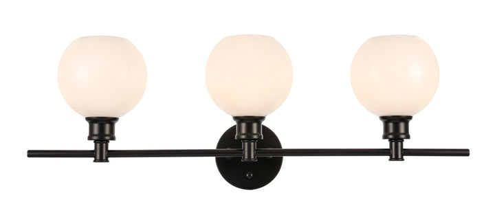 3 Light Black And Frosted White Glass Wall Sconce by Living District
