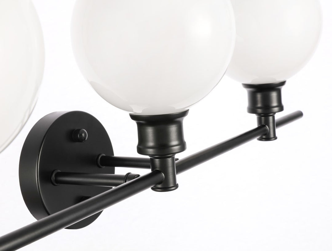 3 Light Black And Frosted White Glass Wall Sconce