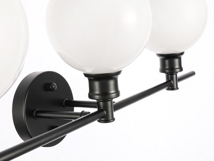 3 Light Black And Frosted White Glass Wall Sconce