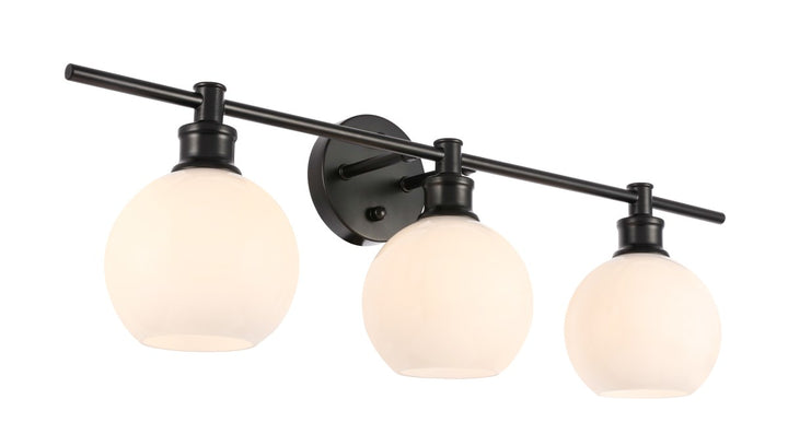 3 Light Black And Frosted White Glass Wall Sconce