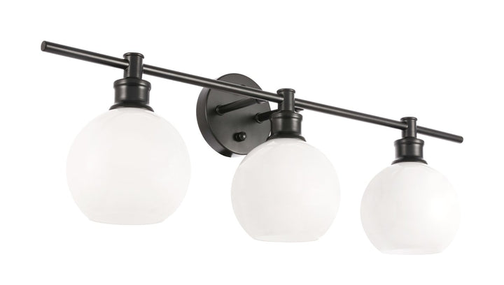 3 Light Black And Frosted White Glass Wall Sconce