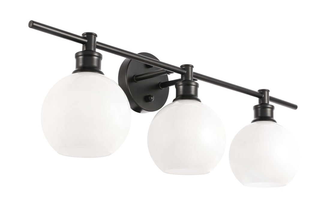 3 Light Black And Frosted White Glass Wall Sconce