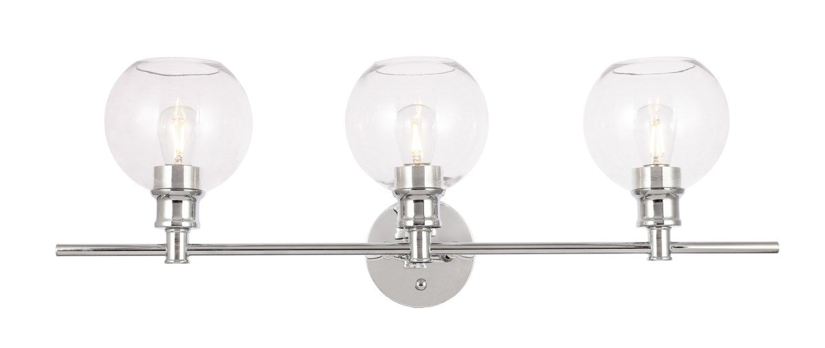 3 Light Chrome And Clear Glass Wall Sconce by Living District