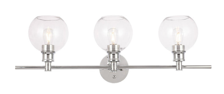 3 Light Chrome And Clear Glass Wall Sconce by Living District