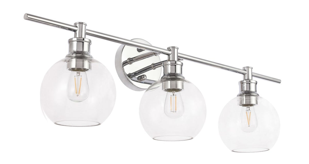 3 Light Chrome And Clear Glass Wall Sconce