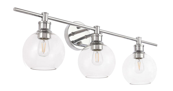 3 Light Chrome And Clear Glass Wall Sconce