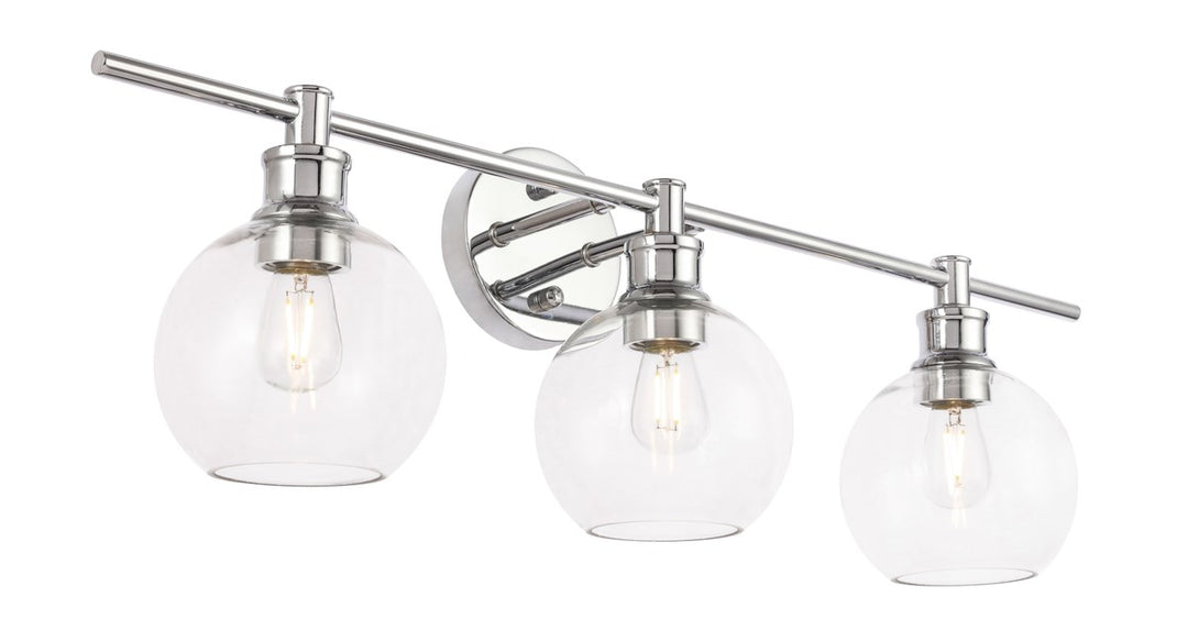 3 Light Chrome And Clear Glass Wall Sconce
