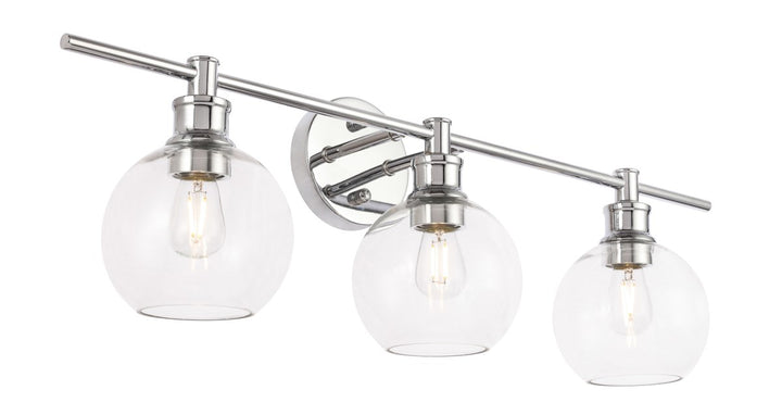 3 Light Chrome And Clear Glass Wall Sconce