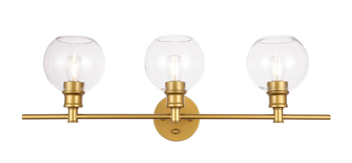 3 Light Brass And Clear Glass Wall Sconce by Living District