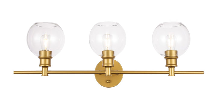 3 Light Brass And Clear Glass Wall Sconce by Living District