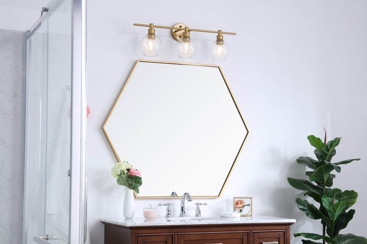 3 Light Brass And Clear Glass Wall Sconce