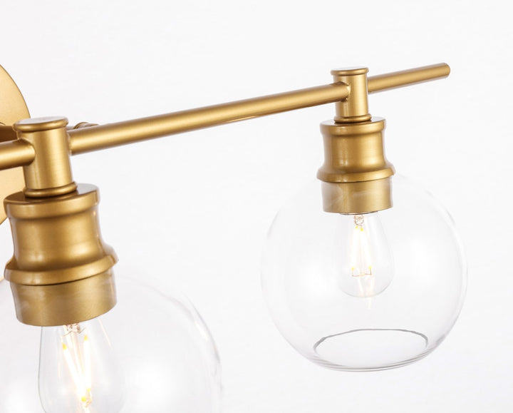 3 Light Brass And Clear Glass Wall Sconce