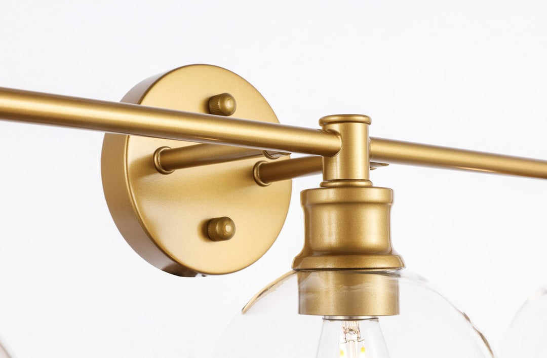 3 Light Brass And Clear Glass Wall Sconce