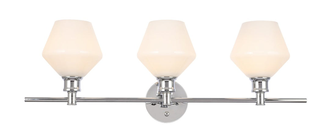 3 Light Chrome And Frosted White Glass Wall Sconce by Living District