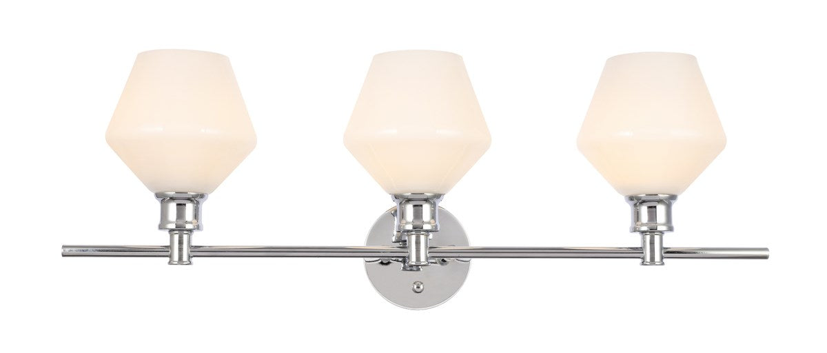 3 Light Chrome And Frosted White Glass Wall Sconce by Living District
