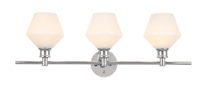 3 Light Chrome And Frosted White Glass Wall Sconce by Living District