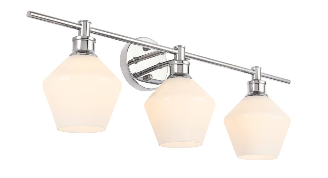 3 Light Chrome And Frosted White Glass Wall Sconce