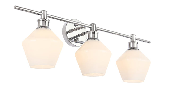 3 Light Chrome And Frosted White Glass Wall Sconce