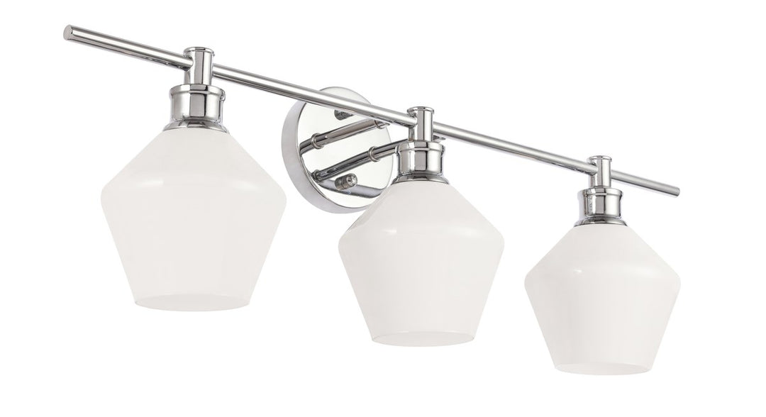 3 Light Chrome And Frosted White Glass Wall Sconce