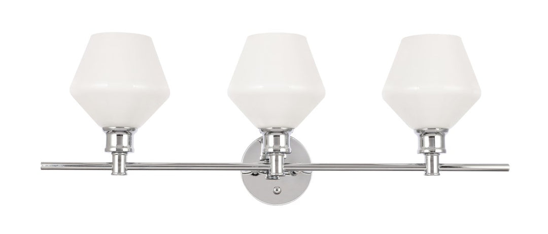 3 Light Chrome And Frosted White Glass Wall Sconce