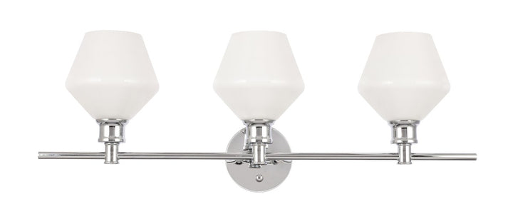 3 Light Chrome And Frosted White Glass Wall Sconce