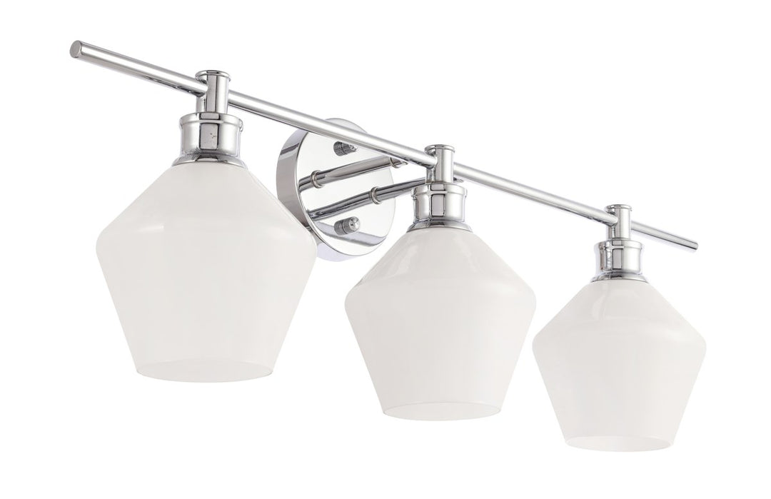 3 Light Chrome And Frosted White Glass Wall Sconce