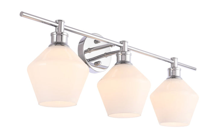 3 Light Chrome And Frosted White Glass Wall Sconce