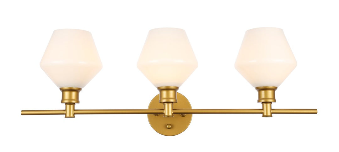 3 Light Brass And Frosted White Glass Wall Sconce by Living District