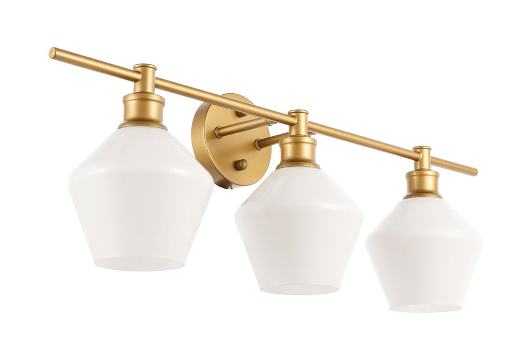 3 Light Brass And Frosted White Glass Wall Sconce