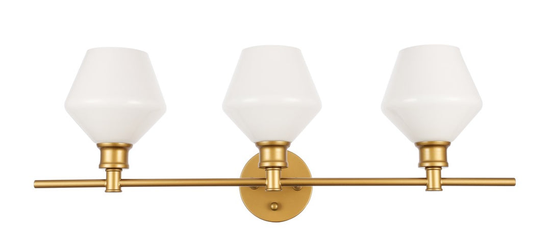 3 Light Brass And Frosted White Glass Wall Sconce
