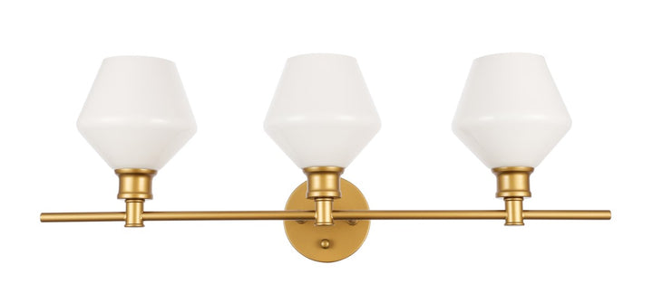 3 Light Brass And Frosted White Glass Wall Sconce