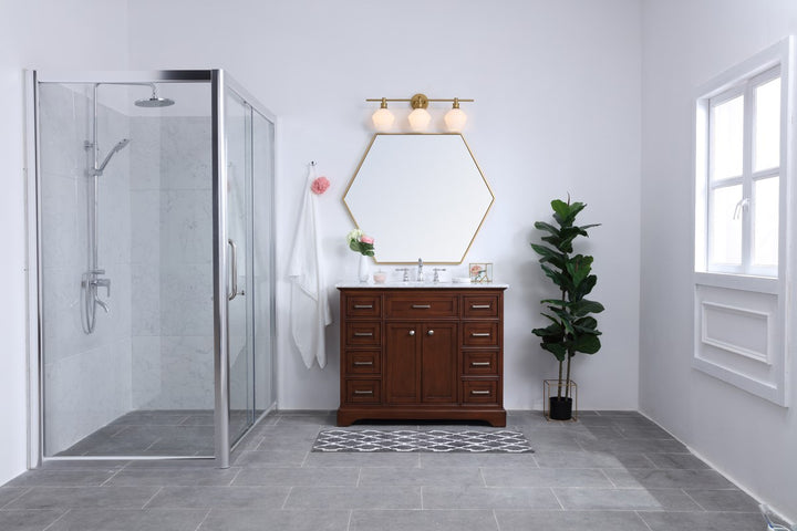 3 Light Brass And Frosted White Glass Wall Sconce
