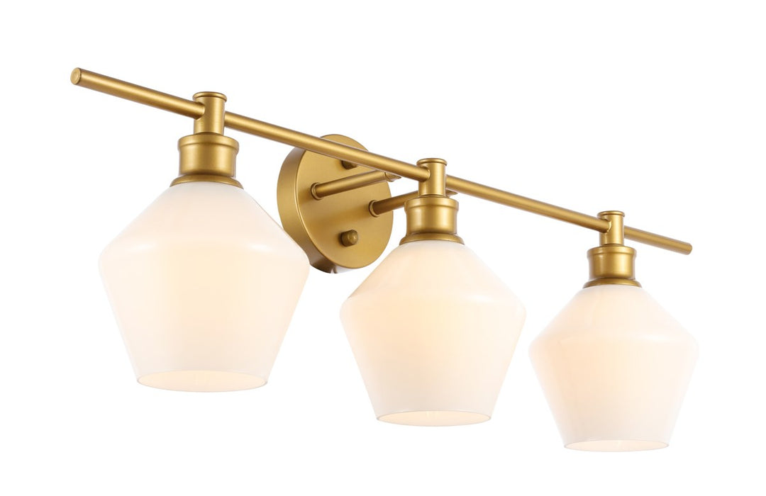 3 Light Brass And Frosted White Glass Wall Sconce