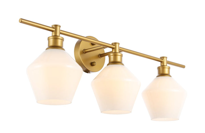 3 Light Brass And Frosted White Glass Wall Sconce
