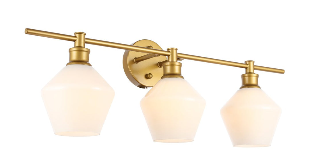3 Light Brass And Frosted White Glass Wall Sconce